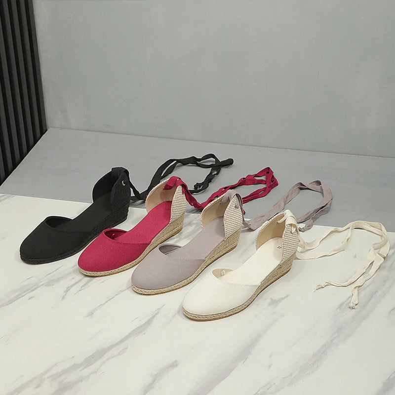 Sandals for Women 2026 Grass Woven High Heels Summer Strap High Heels Linen Soled Shoes Strap Hemp Rope Wedges Shoes for Women