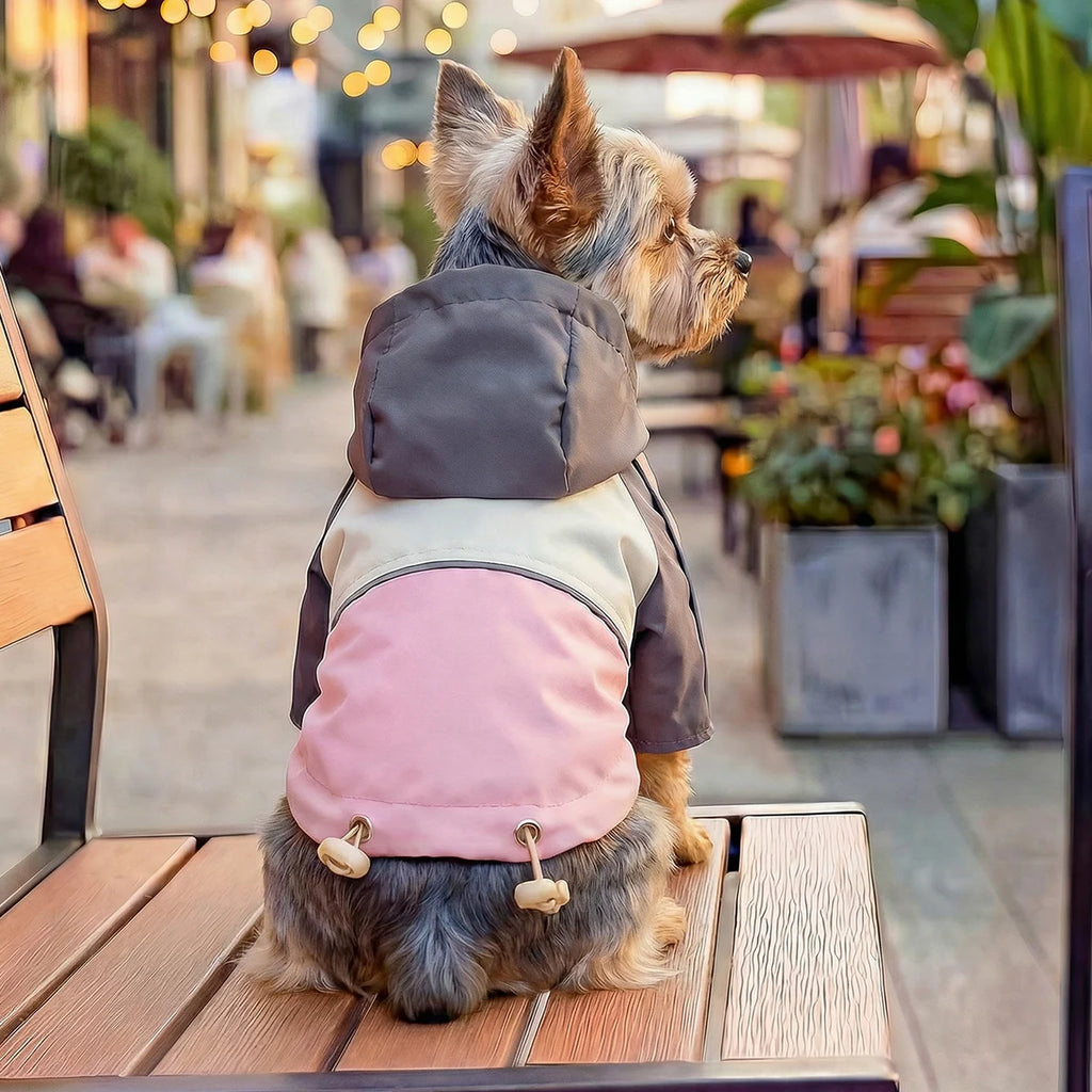 Pet Cat and Dog Clothes, Cool Jacket Pink Grey Spring Hooded Jacket, Handsome Going Out, Suitable for Small