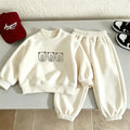 Cute Sweatshirts Outfits Kids Casual Loose Hoodie Loose Pants Two Piece Set Outer Wear Simple Round Neck Tops Sweatpants Suits