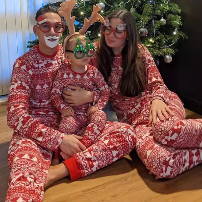 Christmas Family Pajamas Mother Father Kids Matching Clothes Cute Loose Elk Print Clothing Set Baby Boys Girls Costume Xmas Look