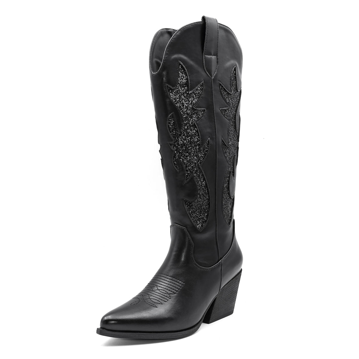 Shoes for Women New Embroidered Western Cowboy Boots Women Autumn Pointed Toe Thick Heel High Knee Boots