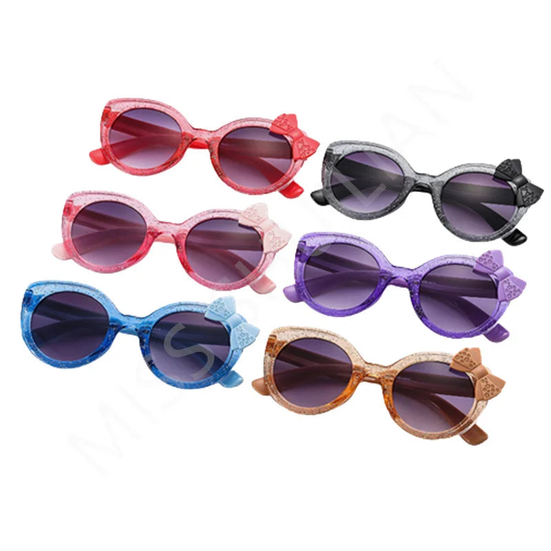 2026 Lovely Cat Eye Children Sunglasses Personality Bowknot Sun Glasses Kids Cute Baby Eyewear Trend Girls Boy Eyeglasses