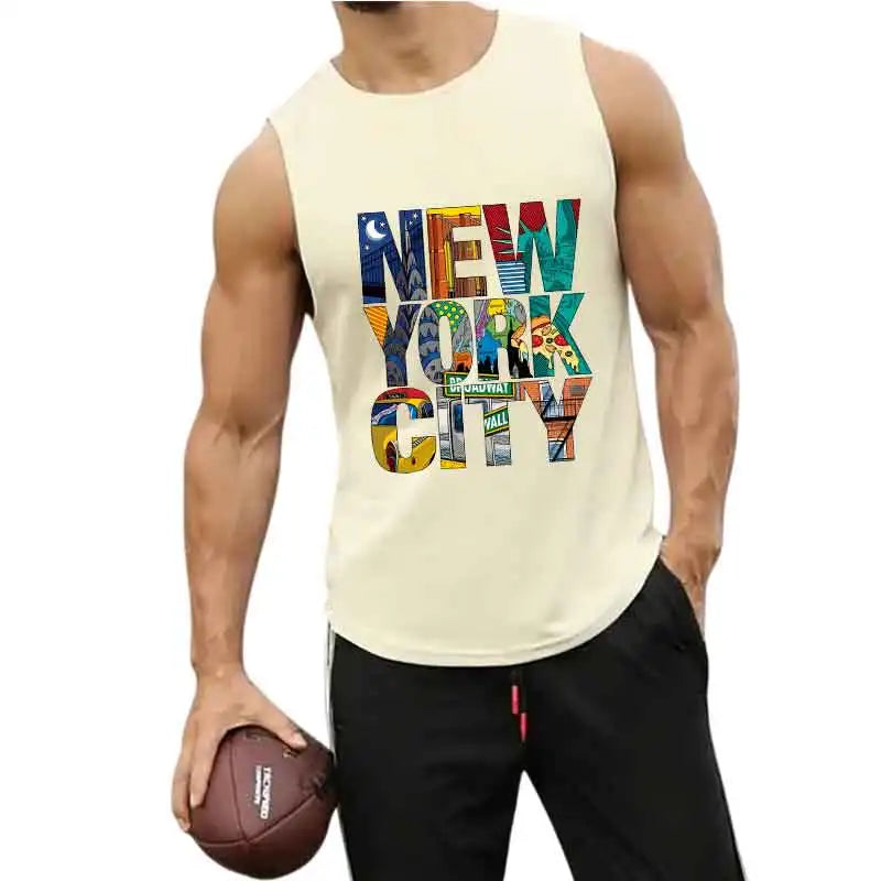 Men Sleeveless Tank Top for Gym Bodybuilding Summer Fitness Shirts Breathable Quick Dry Muscle Vest Casual Wear European Size