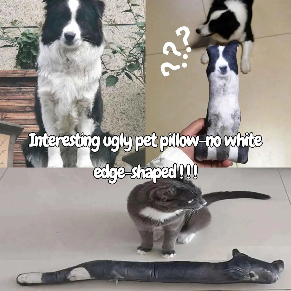 Customized Ugly Pet Pillow - DIY Abstract Personalized Funny Cute Cat Dog Pillow - No White Edges, Stuffed Animals of Your Pet