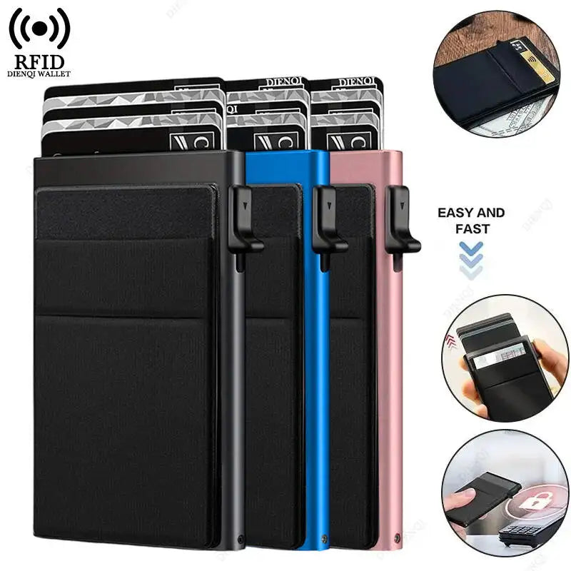 Anti Rfid Credit Card Holder Men Minimalist Wallets Thin Slim Mini Luxury Metal Bank ID Cardholer Case Wallet for Men Carteras