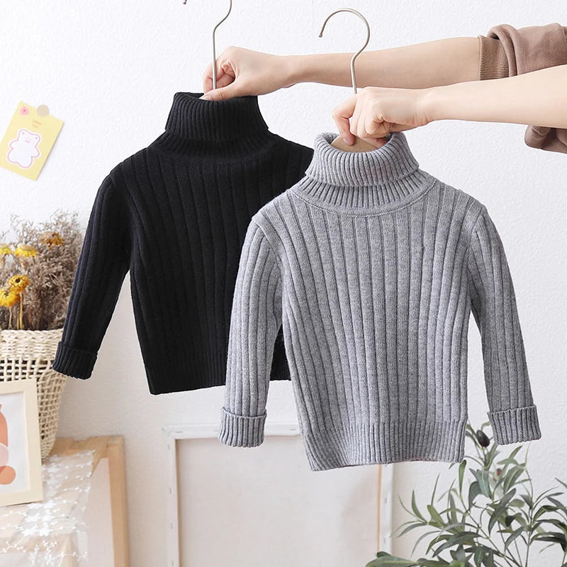 1-5Years Winter Kids Clothes For Girls Knit Sweater Turtleneck Children's Pullover Sweaters Casual Baby Girls Clothing 2023 New