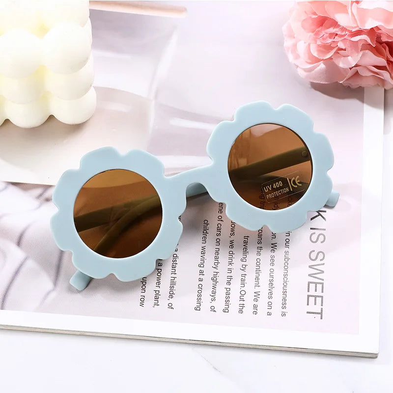 2-10 Years Children Sunglasses Sun Flower Round Cute Kids Sun Glasses for Boys Girls UV400 Protection Baby Lovely Candy Eyeglass