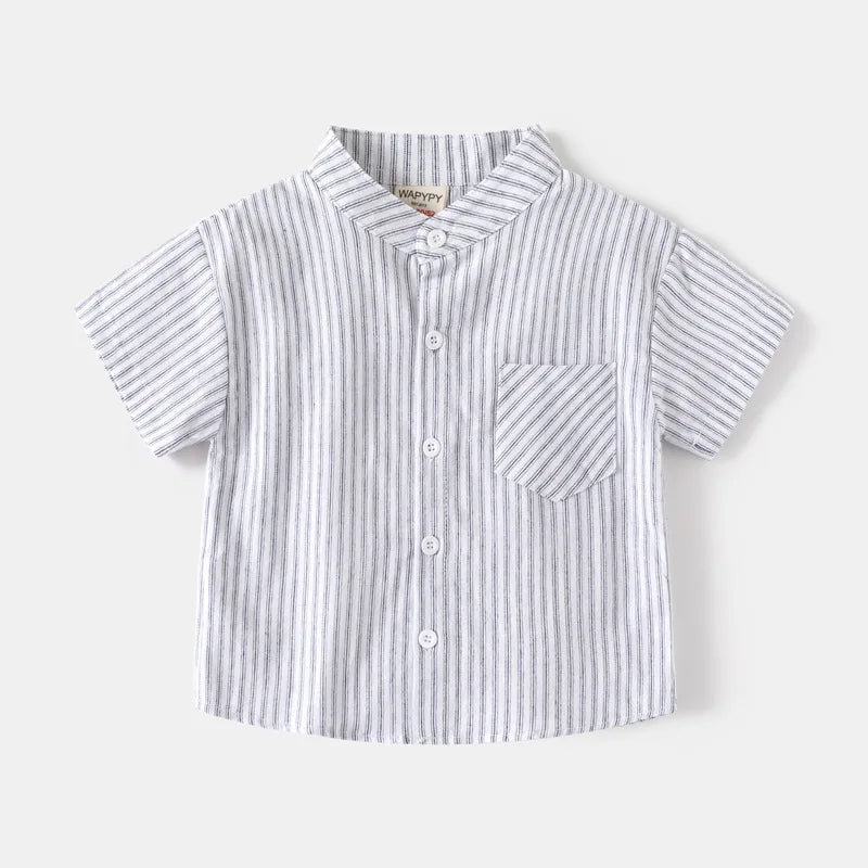 2025 Kids Shirts for Boys Toddler 1 to 2 3 4 5 6 7 Years White Black Yellow 100% Cotton Children Shirts Short Sleeve Summer Tops