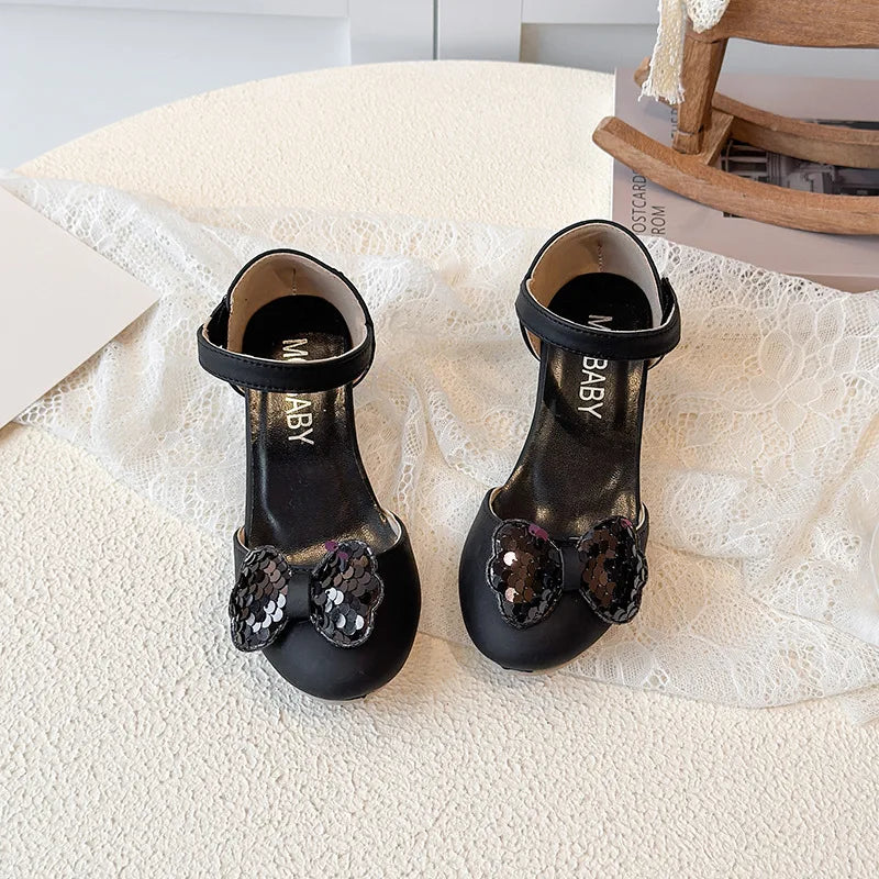 2026 Children High-heel Shoes for Girls Spring New Fashion Korean Style Soft Bottom Anti-slippery Versatile Princess Dress Shoes