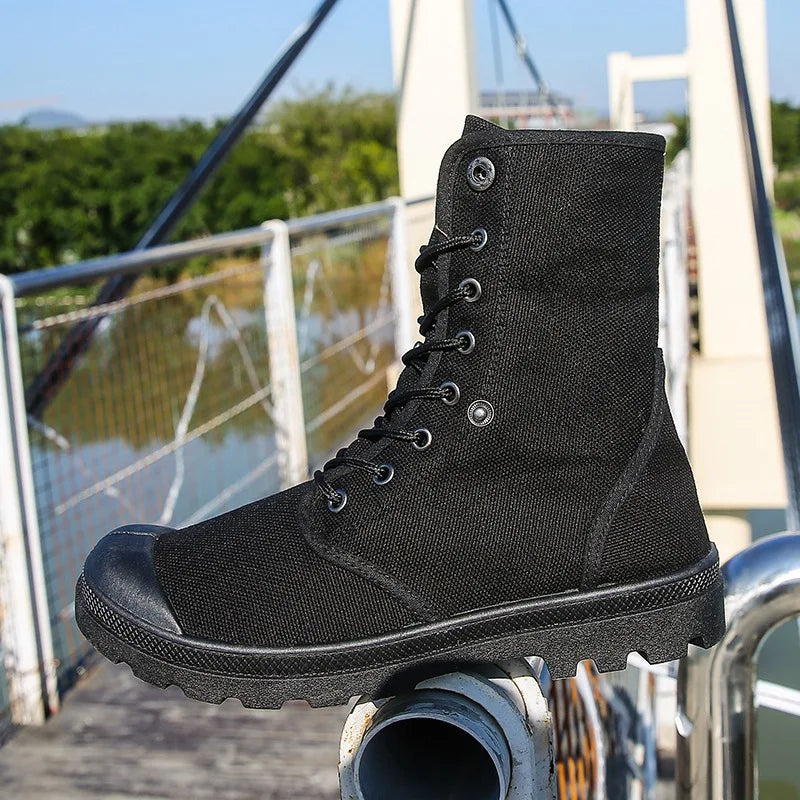 Canvas Boots Men Boots High Top Shoes for Men 2025 New Trend Platform Cuff Shoes Men Casual Ankle Boots Military Bota Masculina
