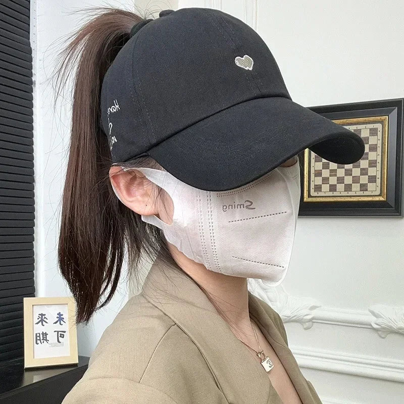 Fashion Kids Baseball Caps for Boys Girls Sun Hat Hollow High Ponytail Caps Children Sunshade Baseball Caps for age 4-12 Years