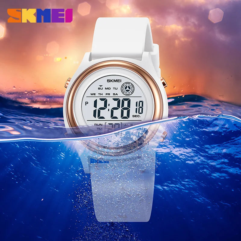 SKMEI 2094 Luxury Womens Digital Wristwatch Stopwatch Lady Waterproof Shockproof Back Light Countdown Watches for Women Reloj