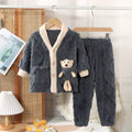 Boys and Girls Pajamas Pajamas Children's Fleece Thickened Coral Thermal Medium and Older Children's Loungewear Pajama Set