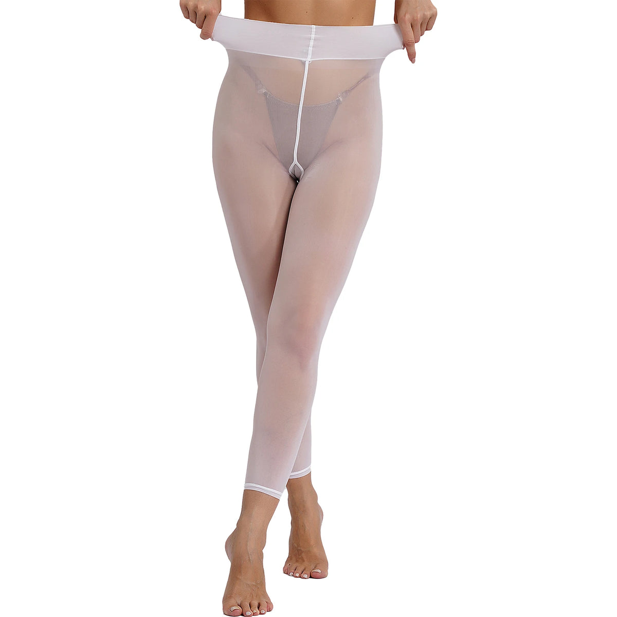 Womens Sheer Mesh Tights Pantyhose See Through Leggings High Waist Skinny Pants Sexy Lingerie Nightclub Pole Dancing Clubwear