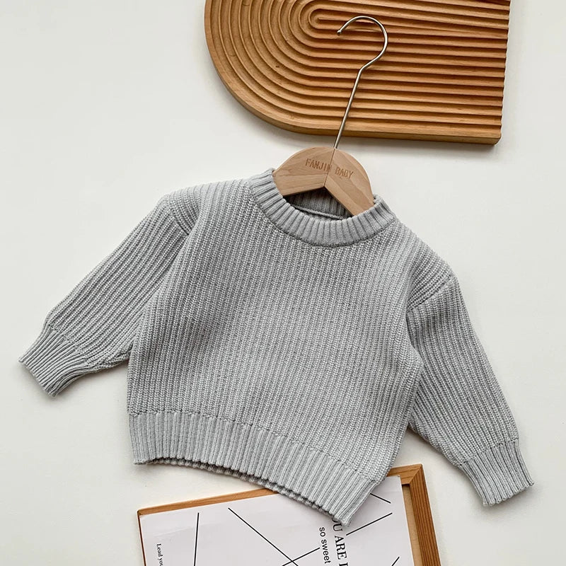 0-6Yrs Baby Boys Sweaters Spring Autumn Children Solid Color Basic Warm Knit Sweater Kids Girls Baby Pullover Sweaters Clothes