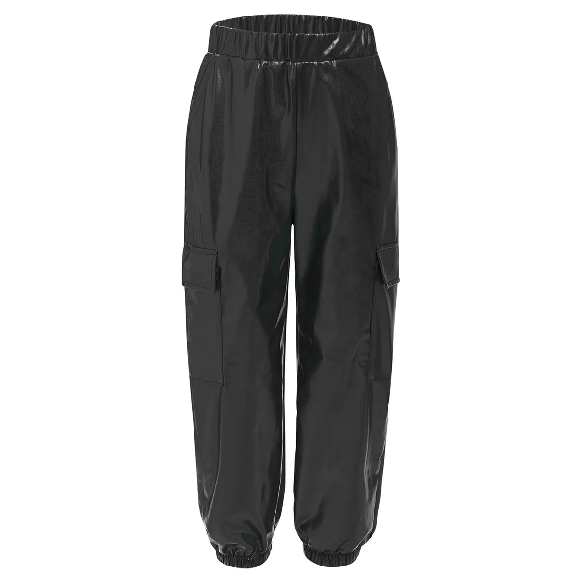 Kids Boys Girls Metallic Shiny Cargo Pants Fashion Children Holographic Trousers Teens Hip-Hop Pants Street Jazz Dance Costume