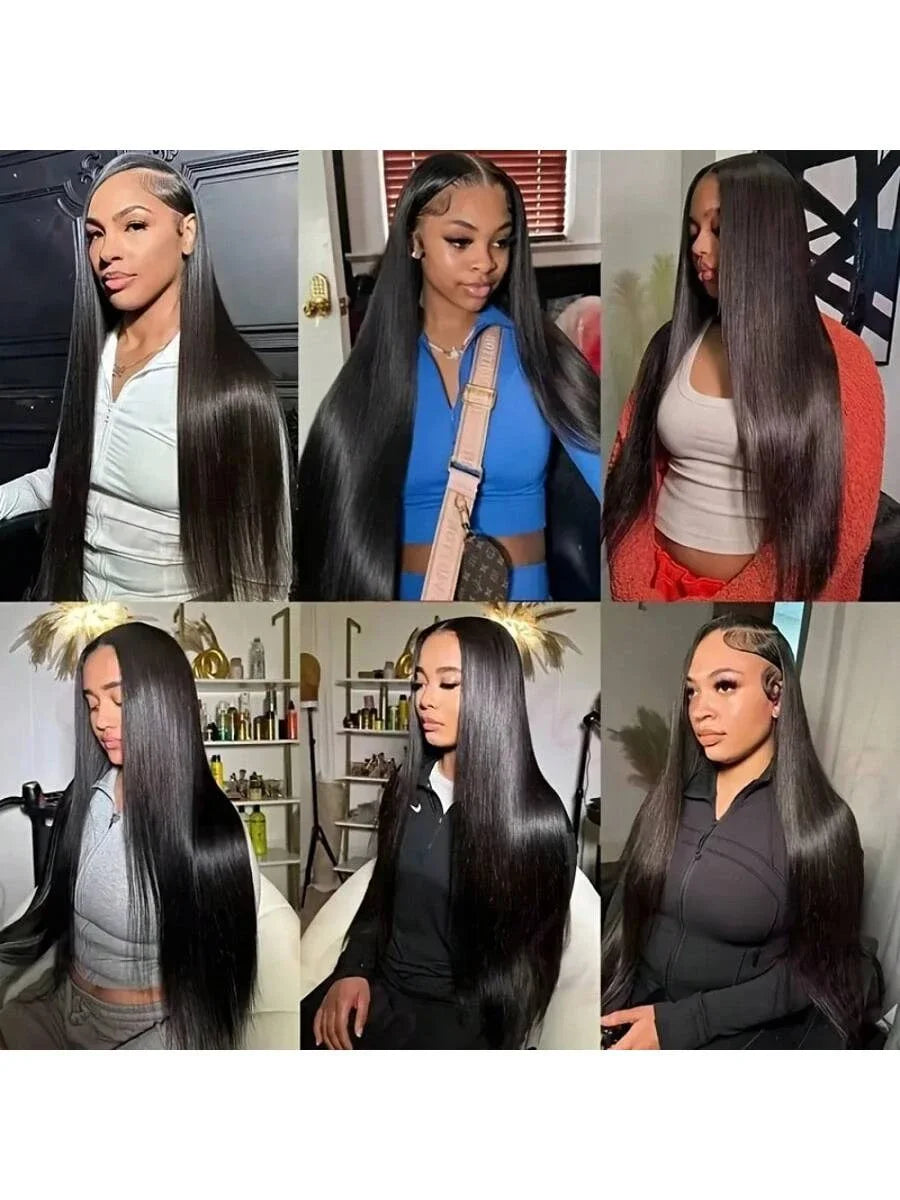 Wear And Go Glueless Straight Human Hair Wigs Pre Plucked Pre Cut Lace Front Wigs For Black Women