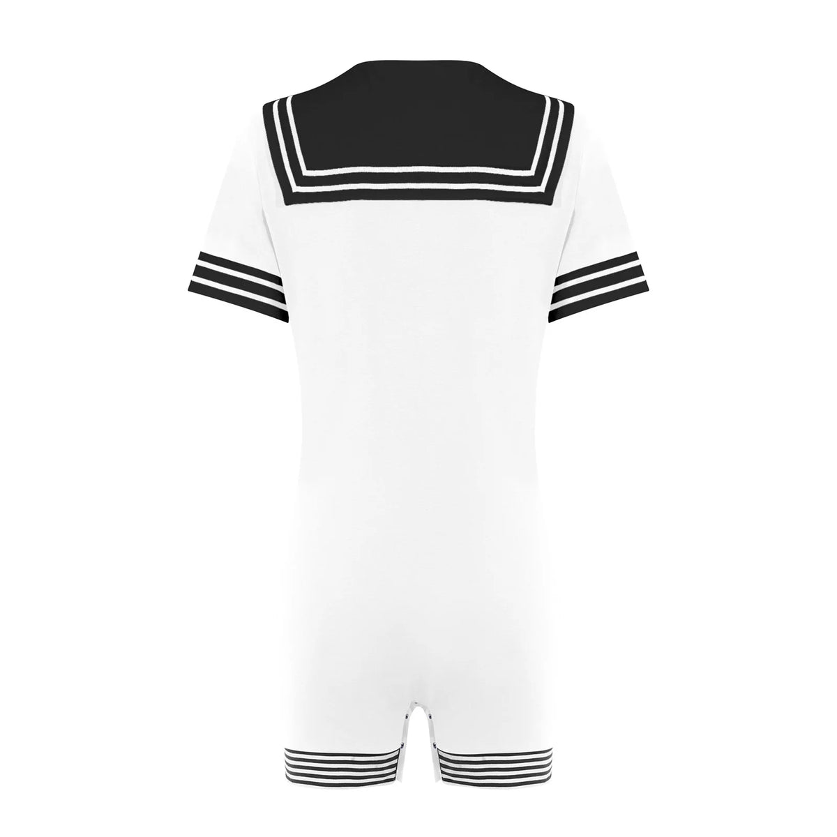 Men Adults Sailor Style Pajamas Bodysuit Navy Collar Short Sleeve Stretchy Comfortable Jumpsuit for Lounging Sleeping Home Wear