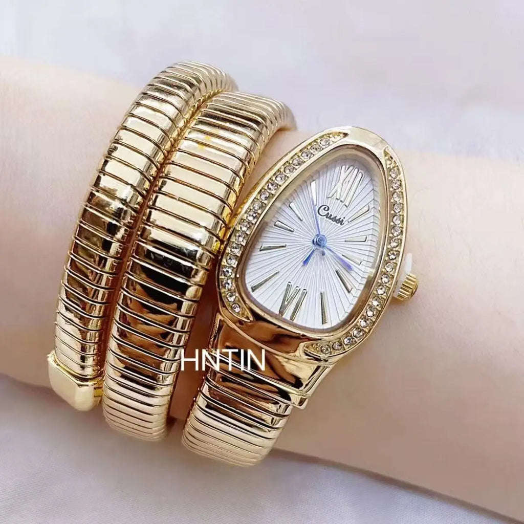 Fashionable Women's Snake-Shaped Bracelet Watch With Unique Design, Snake Coil, Elegant Bracelet, Ladies' Quartz Watch With Roma