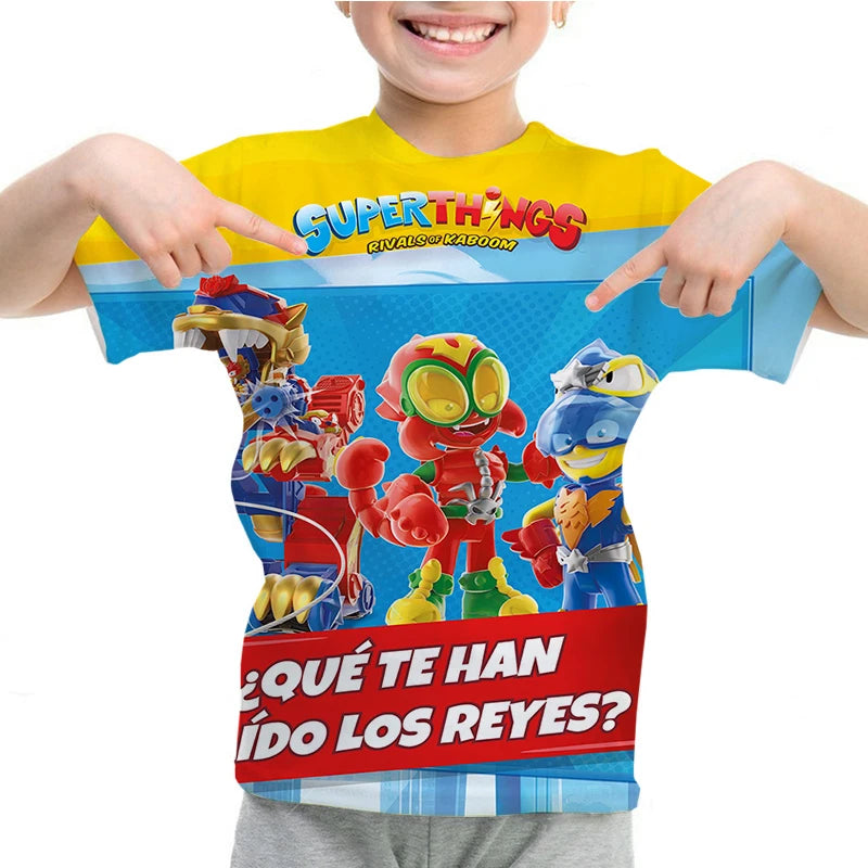 Men Kid Tee Top Boys Girls  Adults Children Parent Child quick dry Tshirts SuperThings Legends Printed Casual O-neck Top Gift