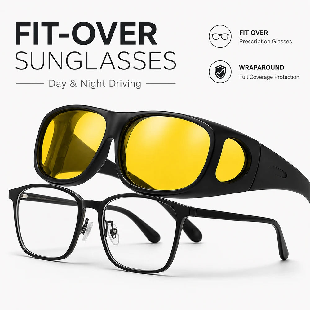 Sunglasses Fit Over Glasses for Men Women, Wrap-Around Glasses UV400 Protection for Driving and Outdoor