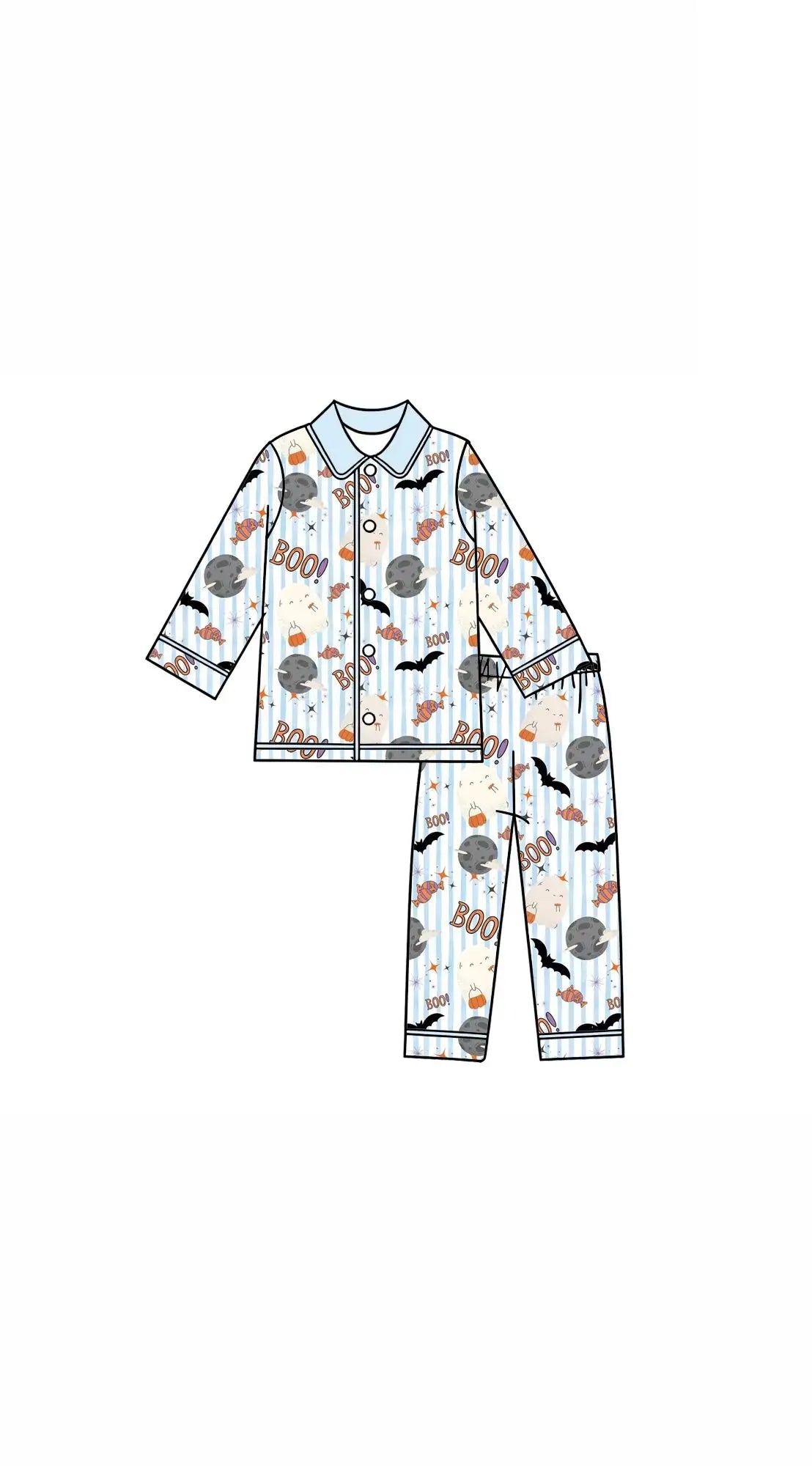 Wholesale Purple Children's Halloween Pajamas Kids Pumpkin Cany Set Boys Girls Clothing