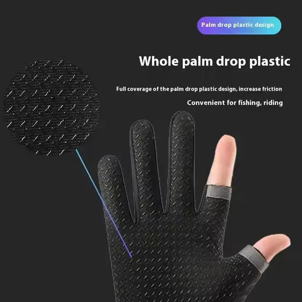 Men Fishing Gloves Women Two Finger Cut Male Touchscreen Angling Anti-Slip Sun-Proof Breathable Cycling Fitness Gloves