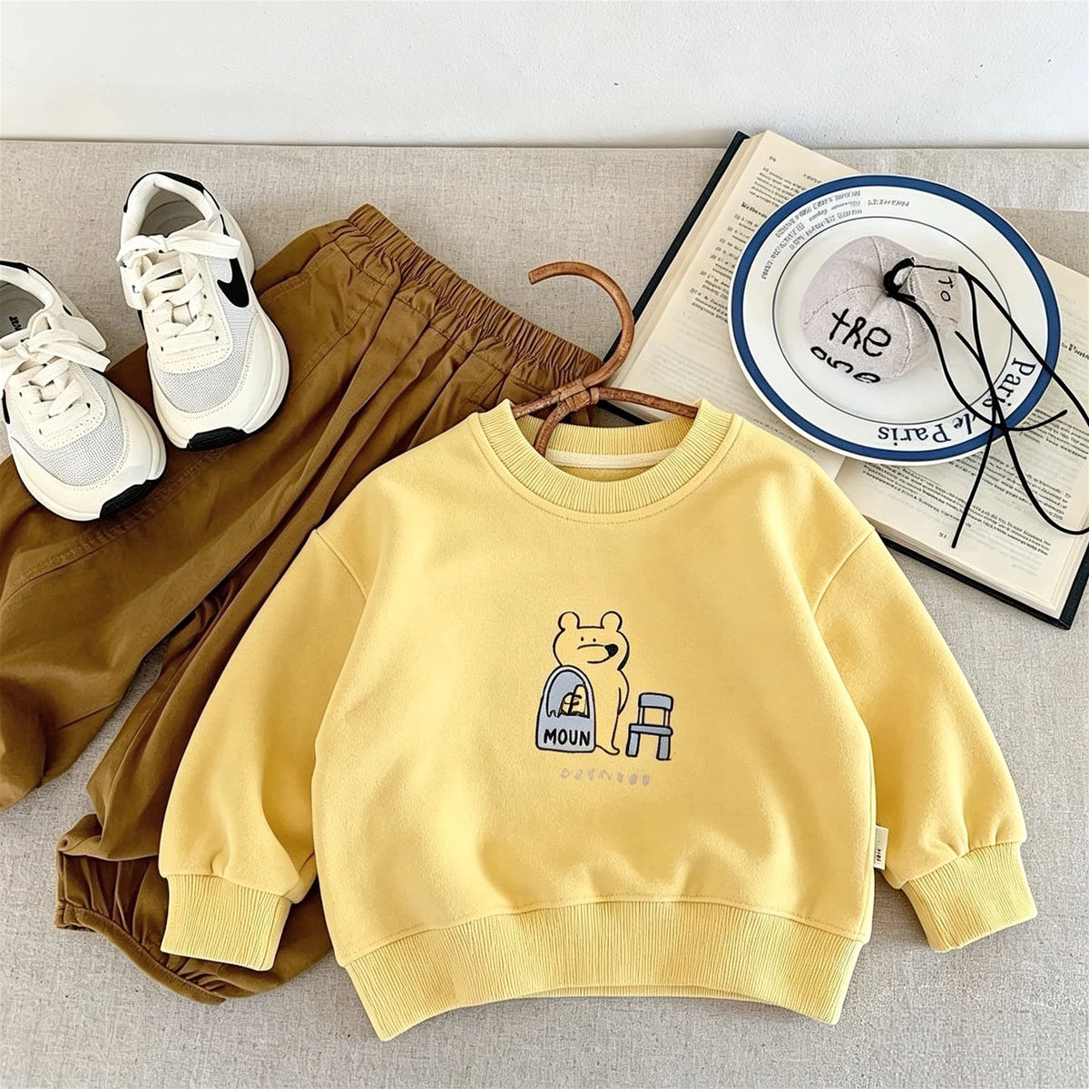 Simple Versatile Kids Sweatshirts Autumn Clothing Baby Girl And Boy Long Sleeve Tops Crewneck Hoodie For Children's Korean Style