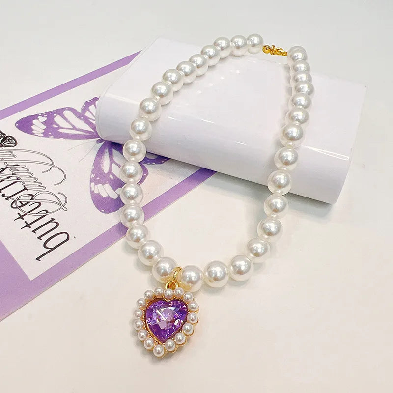 Adjustable Pet Pearl Necklace Accessories for Cats Gotas Animals Fashion Rhinestones Sphynx Cat Collar Kitten Dog collier Chat
