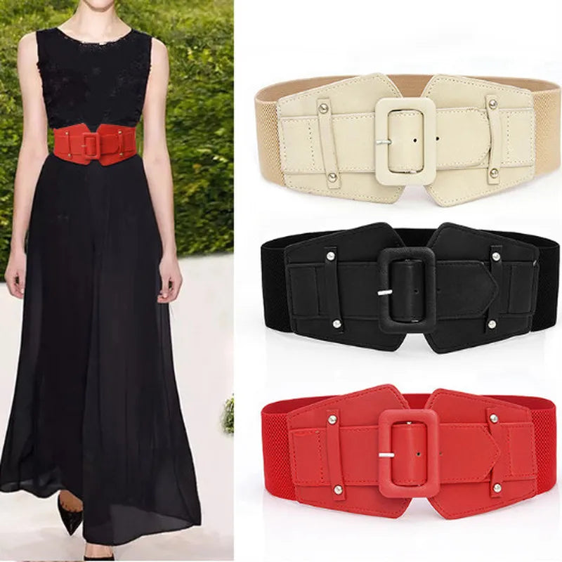 New Women Wide Belt For Dresses Elastic Belts Female Waist Strap Fashion Dress Waistband Decorative Accessory Personality Belt