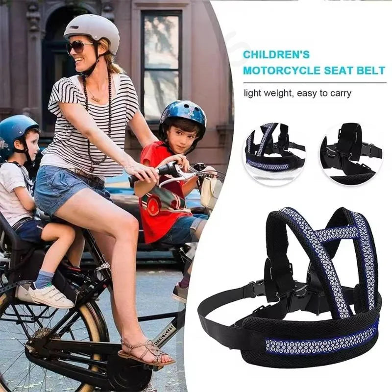 New Motorcycle Safety Belt For Kids Toddlers Breathable Shoulder Straps Seat Harness Adjustable Child Reflective Design