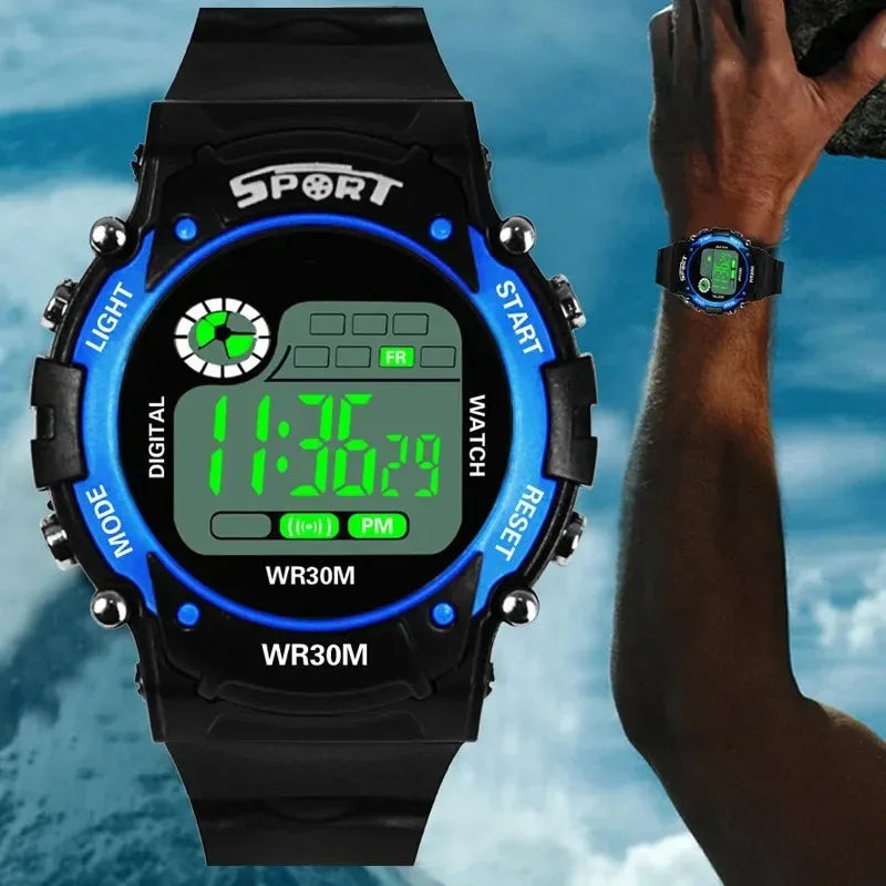 Kids Digital Watch Waterproof LED Luminous Sport Silicone Strap Children Boy Girl Multi-Function Alarm Stopwatch Calendar Clock