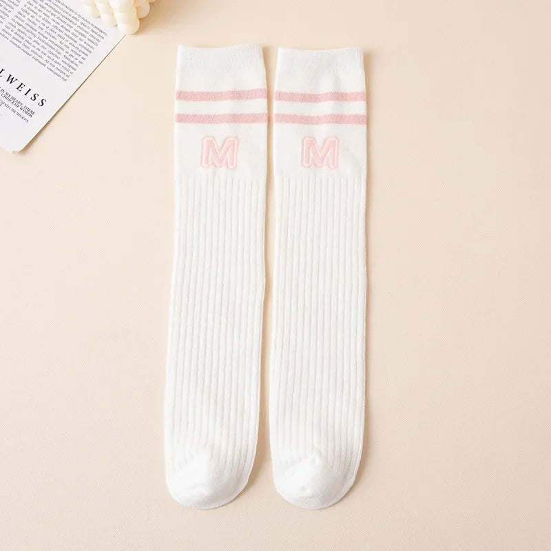 Kids Boy Girl School Sock Fashion Letter M Knee High Sock for Toddler Stocking Children Spring Autumn Cotton Soft Sock