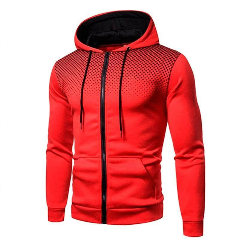 Men's Zip Up Hoodie wave point Print Hooded Sweatshirt Outdoor Casual Slim Fit Men Spring Autumn Zipper cardigan Hoodie men tops