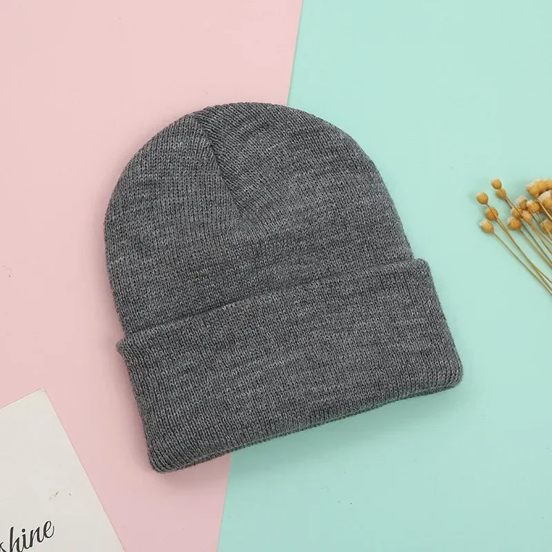 Dad Mother Kids Baby Hats for Girl Boy Newborn Beanie Infant Candy Color Winter Autumn Family Warm Knitted Parent Children Hat