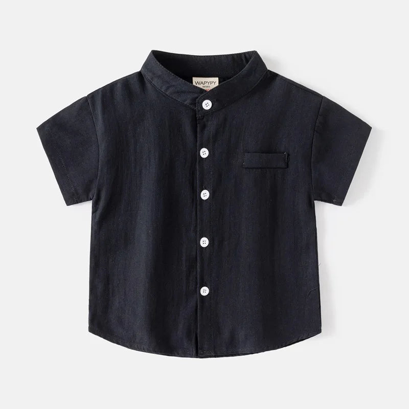2025 Kids Shirts for Boys Toddler 1 to 2 3 4 5 6 7 Years White Black Yellow 100% Cotton Children Shirts Short Sleeve Summer Tops