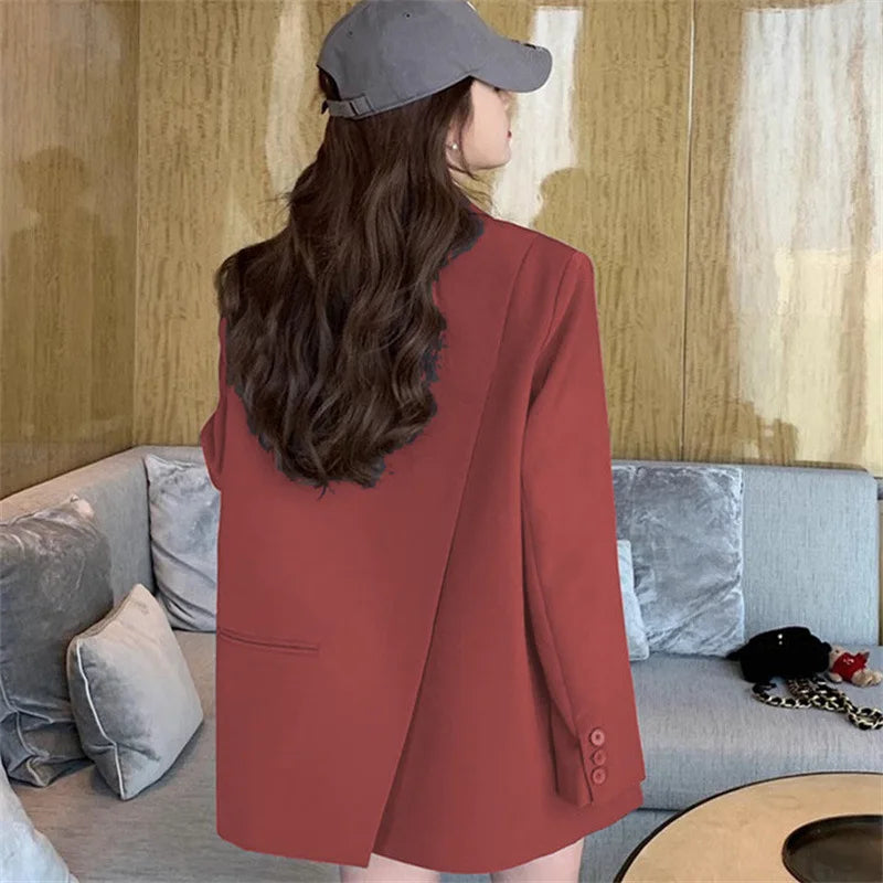 New in Spring  Autumn Style Commuter Suit Women Long Sleeved Fashionable Casual Loose Solid Color Suit Jacket Clothes Top