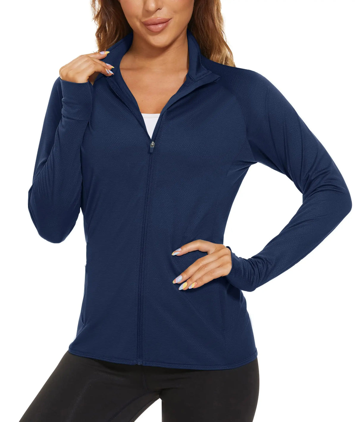 TACVASEN UPF 50+ Sun Protection Summer Shirts Womens Long Sleeve Shirts Full Zip Casual Jackets Zipper Pockets Golf Athlete Tops
