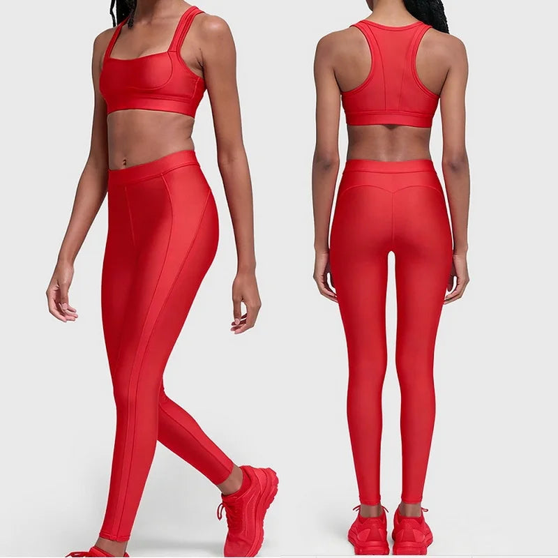 Women's Sportswear Suit Beautiful Back Running Bra High Waist Hip Lifting Abdominal Compression Slimming Effect Leggings Yoga