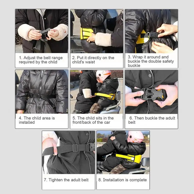 Motorcycle Kids Safety Harness Passenger Seat Belt 3D Breathable Safety Belt Children Scooter Anti-fall Protective Belts