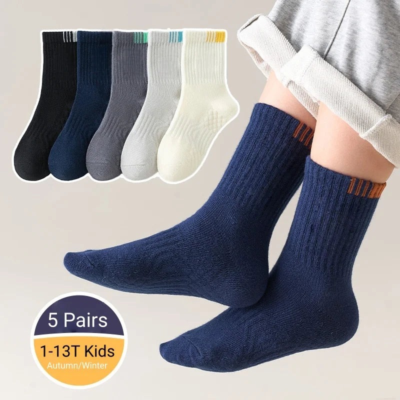 5 Pairs Baby Socks Spring Autumn New Cotton Socks Kids Sport Sock 1-14T Boys Letter Pattern