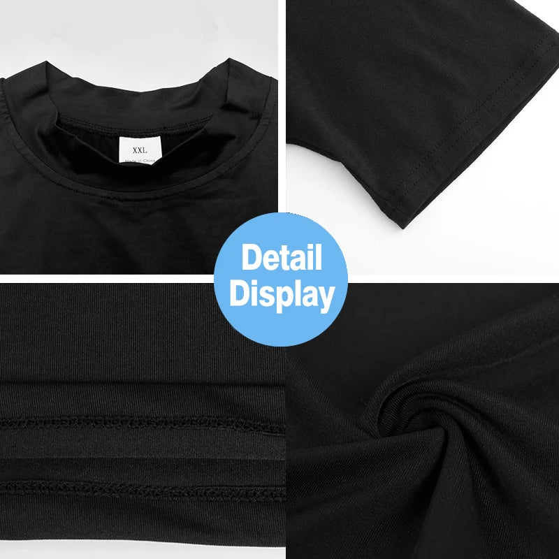Turtleneck  Short Sleeve T-shirts Mens Summer Compression Shirts Elastic Quick Dry Sports Tees Tops Fitness Gym T Shirt