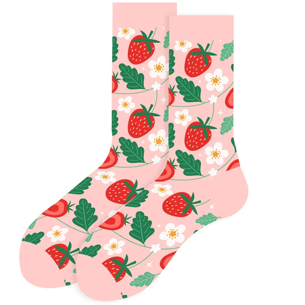 Cute Women Socks Cartoon Animal Food Fruit Socks Kawaii Funny Trendy Socks Happy Harajuku Casual Autumn Spring Stocking
