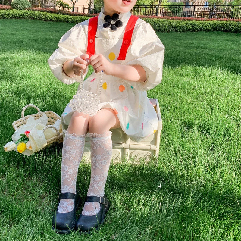 Korean Kids Girl Sock Retro Lace Ruffle Hollow Lovely Calf Sock for Children Girl Thin Breathable Frilly Princess Sock Kid Stuff