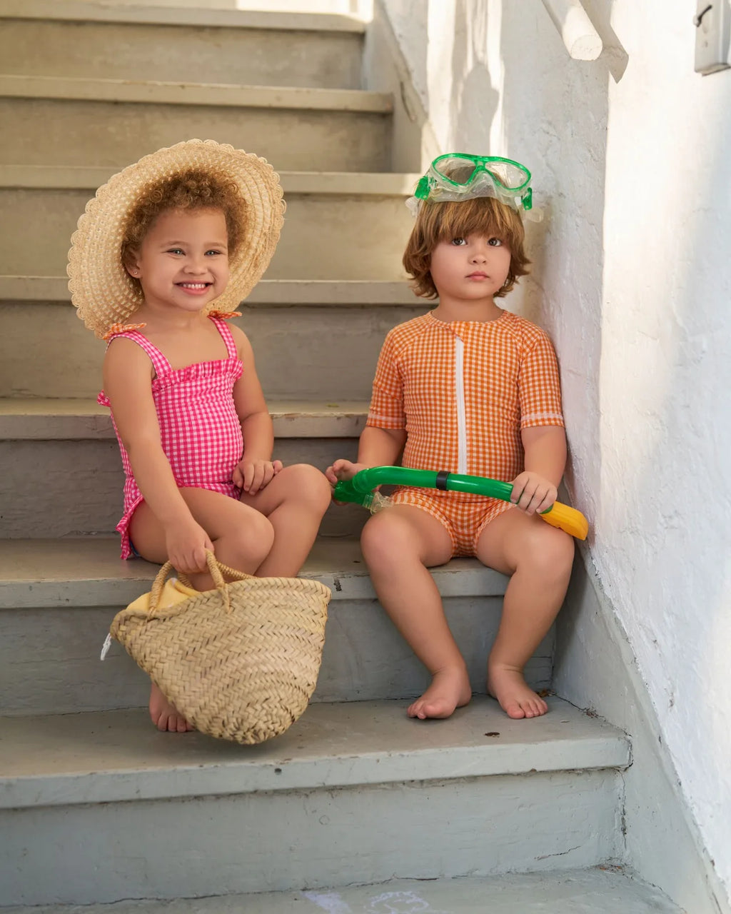 Clearance sale AS 2025 kids gingham swimwear collection