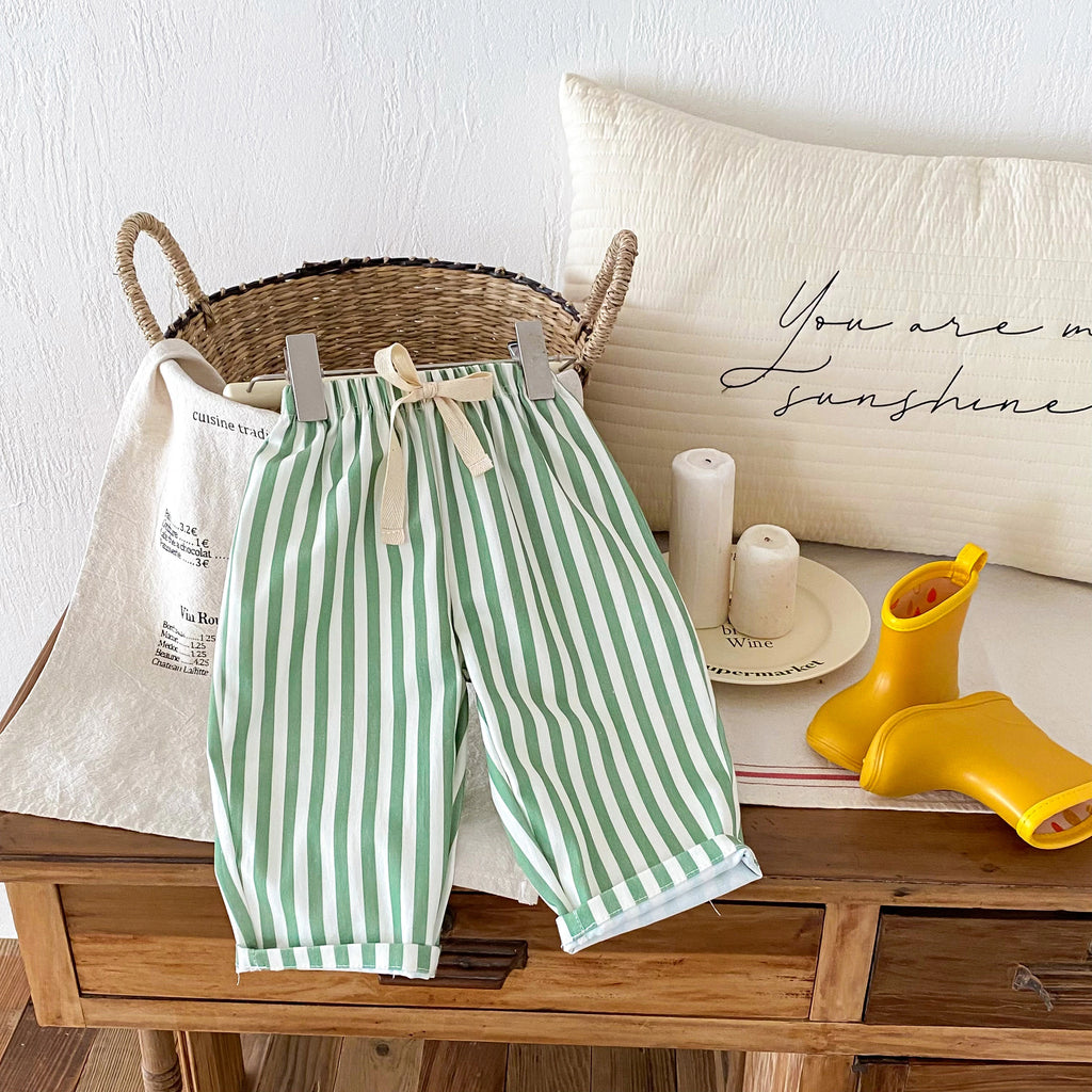 1-6 Age Children's Clothes Casual Trousers Toddler Girl Boy Striped Harem Pants Korean Fashion Kids Summer Clothing Long Pant