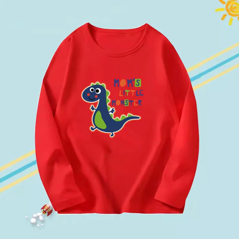Kids Long Sleeve T-shirts Casual Boy Spring Autumn Base Tee Tops Big Boy Music Fashion T-shirts