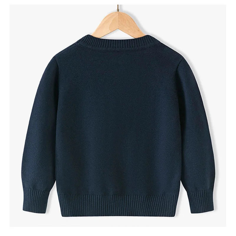 ZOETOPKID Winter Boys Knitted Sweaters Big Kids Clothes 2024 Autumn Children Cotton Pullover Teen Solid Knitwear Coats