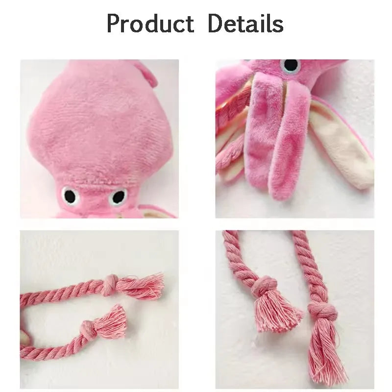 1PC Octopus Shaped Pet Plush Toys Squeaky Rope Interactive Chew Toys for Small Large Dogs Cats Puppy Teething Training Plaything