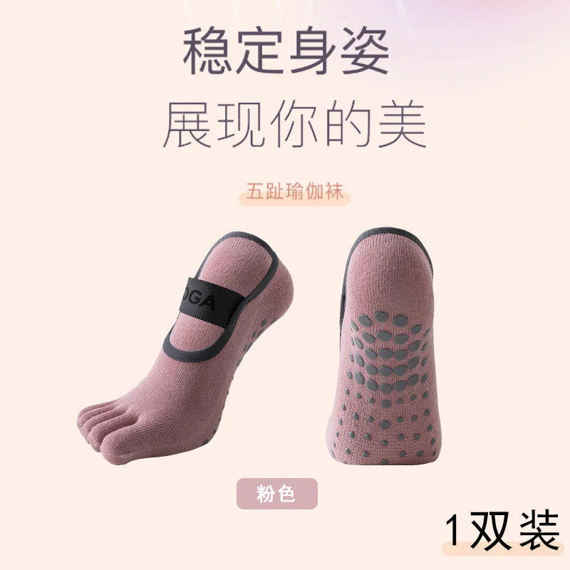 Women's Five Finger Yoga Socks Professional Anti-Slip Sweat-Wicking Floor Socks Indoor Dance Practice Socks Pilates Sock